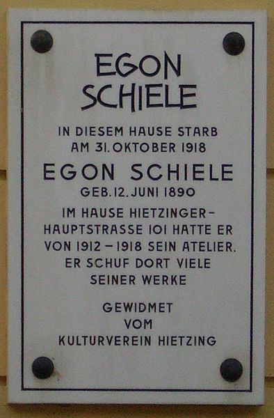 Plaque commémorative pour Schiele de Walter Anton