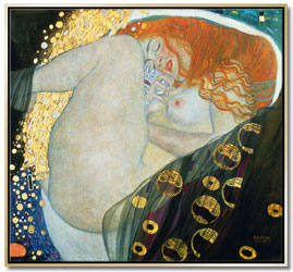 Danae I nue de Klimt comme une image sur toile avec une caisse américaine.
