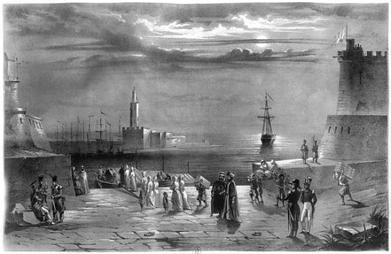The Dey Hussein Ibn El Hussein (1765-1838) leaving Algiers after the city has been captured on the 4 à Coppin