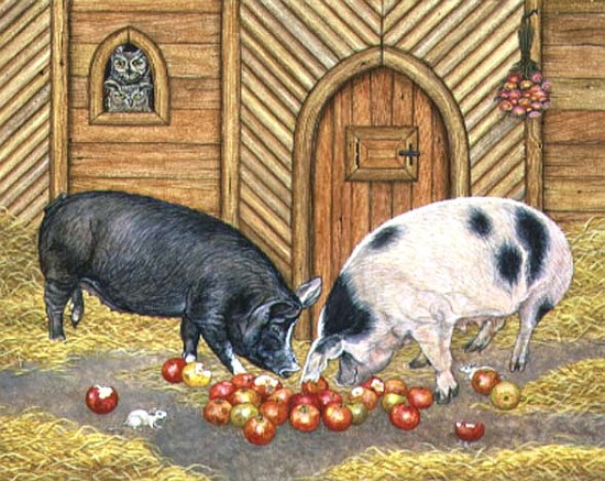 Noah''s Pigs, 1997 (acrylic on panel)  à Ditz 