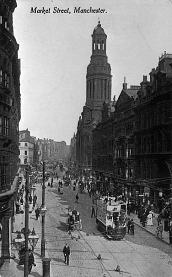 Market Street, Manchester, c.1910 à Photographe anglais