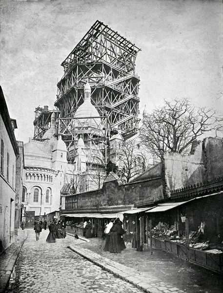 The Construction ot the Sacre Coeur in Montmartre, c.1885-90 (b/w photo)  à Photographe français