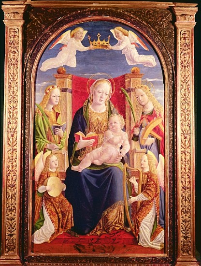 Virgin and Child with angel musicians and saints à École lombarde