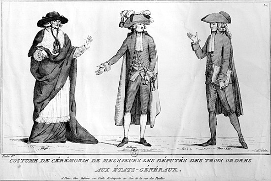 Ceremonial Costumes of the Deputies of the Trois Ordres aux Etats-Generaux, 4th May 1789 à Poulet