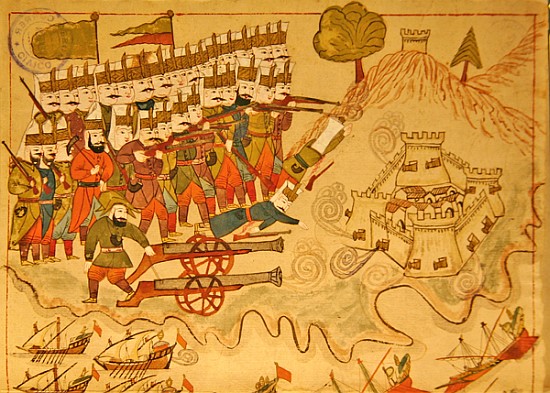 Ms. cicogna 1971, miniature from the ''Memorie Turchesche'' depicting Turkish soliders attacking and à École vénitienne