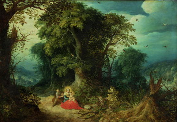 The Rest on the Flight into Egypt (oil on panel) à Abraham Govaerts
