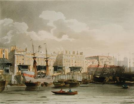 Custom House from the River Thames, from Ackermann's 'Microcosm of London', engraved by John Bluck ( à A.C. Rowlandson