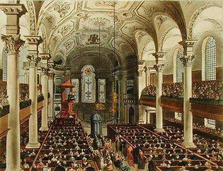St Martins in the Fields, from 'Ackermann's Microcosm of London', engraved by Joseph Constantine Sta à A.C. Rowlandson