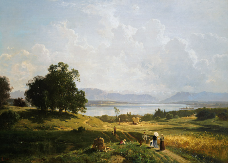 Le lac Starnberger depuiss Poecking . à Adolf Heinrich Lier