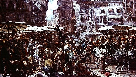 The Market of Verona à Adolph Friedrich Erdmann von Menzel