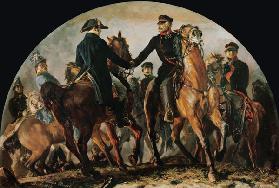 Bluechers réunion avec l'argile d'Ing d'ondulation après la bataille v. Belle-Alliance (Waterloo)