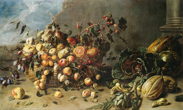 Vegetables and fruit still life - Adriaen van Utrecht en reproduction  imprimée ou copie peinte à l'huile sur toile