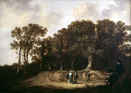 A Wooded Landscape with the Artist Sketching à Aelbert Cuyp
