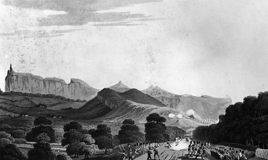 Part of the British Army forming before Port Louis; engraved by I. Clark à (d'après) École anglaise