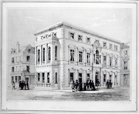 The Gresham Club; engraved by J.R Jobbins, c.1845-50 à (d'après) École anglaise