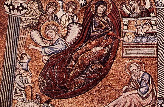 Reproduction of the mosaic of the Nativity in the Baptistery, Florence à (d'après) École italienne