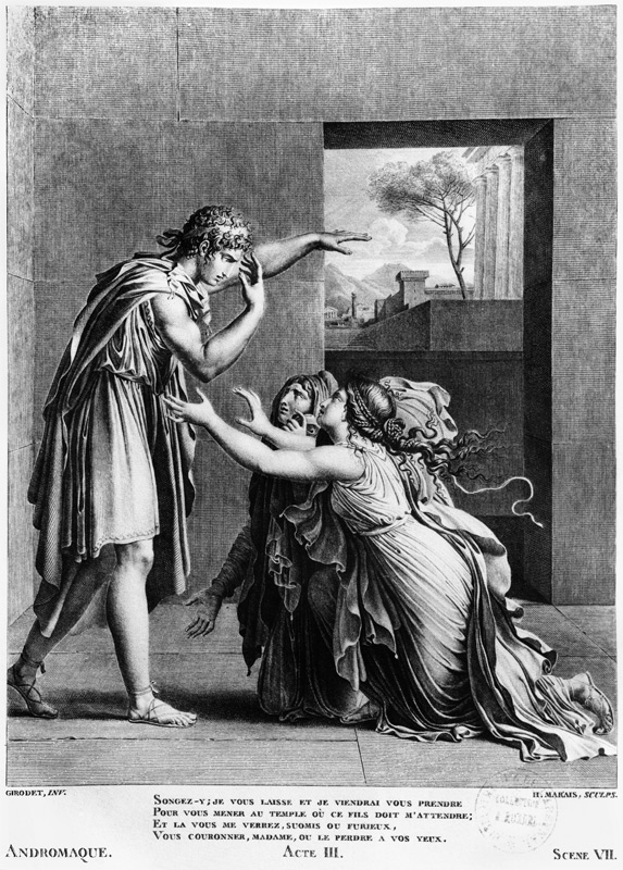 Andromache at the feet of Pyrrhus, illustration from Act III Scene 7 of ''Andromaque'' Jean Racine ( à (d'après) Anne Louis Girodet de Roucy-Trioson