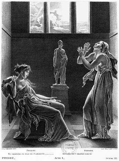 Phaedra and Oenone, illustration from Act I Scene 3 of ''Phedre'' Jean Racine (1639-99) ; engraved b à (d'après) Anne Louis Girodet de Roucy-Trioson