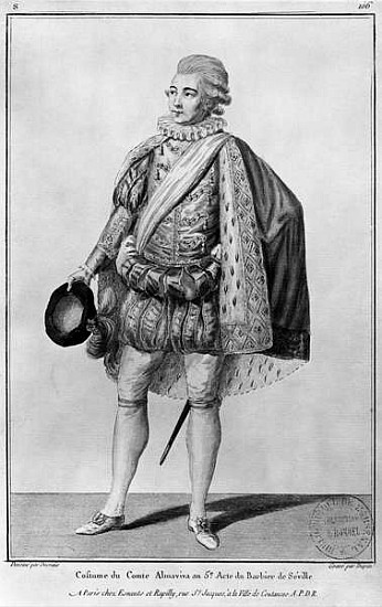 Count Almaviva, illustration from Act V of ''The Barber of Seville'' Pierre Augustin Caron de Beauma à (d'après) Claude Louis Desrais
