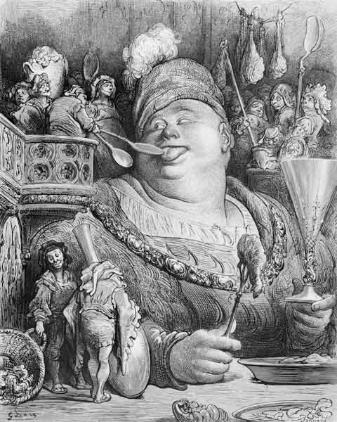 Pantagruel''s meal, from ''Pantagruel'' Francois Rabelais (1494-1553) ; engraved by Paul Jonnard-Pac à (d'après) Gustave Dore