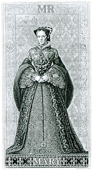 Queen Mary I ; engraved by T.Brown à (d'après) Hans Eworth ou Ewoutsz