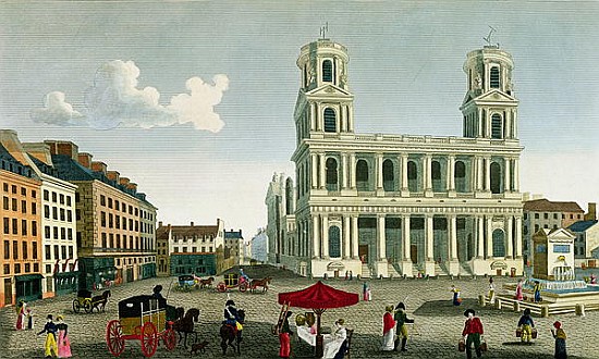 View of the Church of Saint-Sulpice; engraved by Anne Rosalie Filleul (nee Bouquet) (1752-94) à (d'après) Henri Courvoisier-Voisin