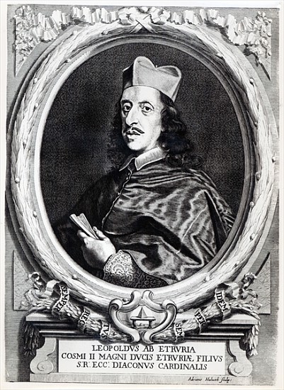 Cardinal Leopoldo de'' Medici; engraved by Adriano Haluech à (d'après) Il (Giovanni B. Gaulli) Baciccio