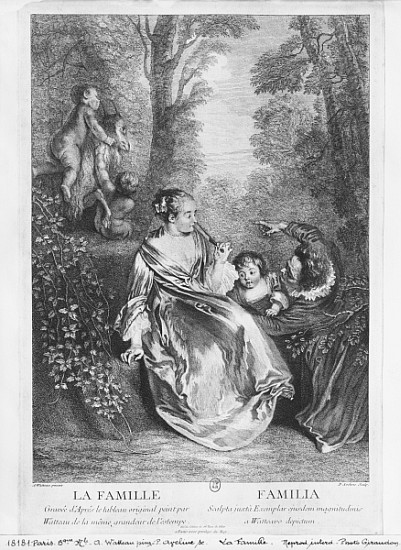 The Family; engraved by Pierre Aveline (c.1656-1722) à (d'après) Jean Antoine Watteau