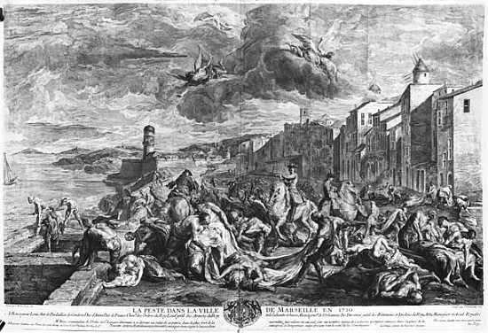 The plague of 1720 in Marseilles; engraved by Simon Thomassin (1655-1733) 1727 à (d'après) Jean Francois de Troy