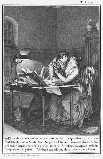 Heloise and Abelard in their study, illustration from ''Lettres d''Heloise et d''Abelard'', volume I à (d'après) Jean Michel le Jeune Moreau