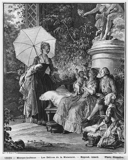 The delights of motherhood; engraved by Isidore Stanislas Helman (1749-1809) 1776 à (d'après) Jean Michel le Jeune Moreau