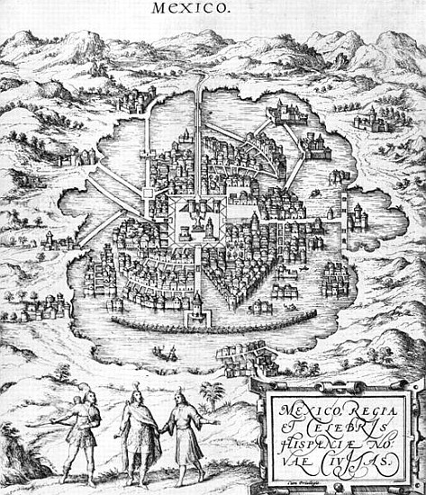 Map of Mexico, illustration from ''Civitates Orbis Terrarum'' Georg Braun (1541-1622) and Frans Hoge à (d'après) Joris Hoefnagel