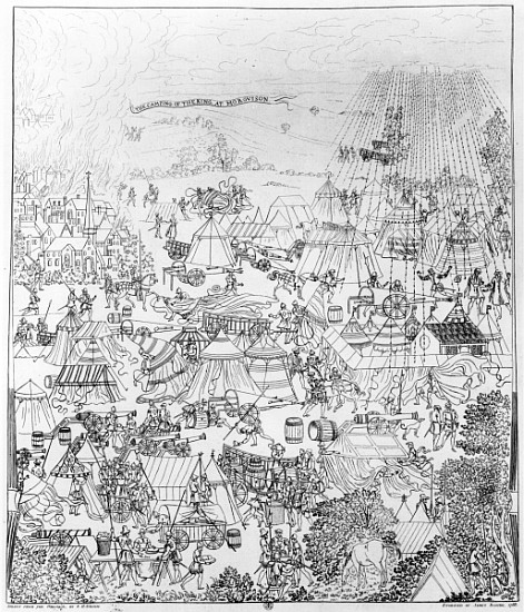 The Encampment of King Henry VIII at Marquison, July 1544, etched James Basire à (d'après) Samuel Hieronymous Grimm