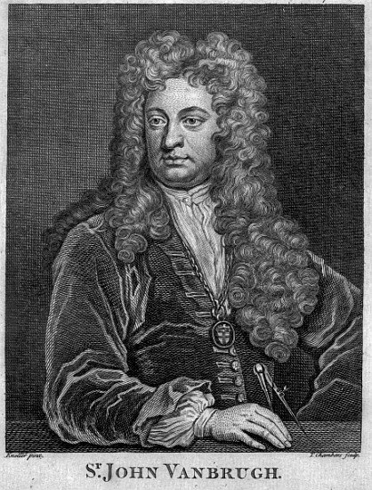 Sir John Vanbrugh; engraved by Thomas Chambars à (d'après) Sir Godfrey Kneller