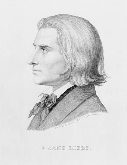 Franz Liszt; engraved by Gonzenbach à (d'après) Wilhelm von Kaulbach