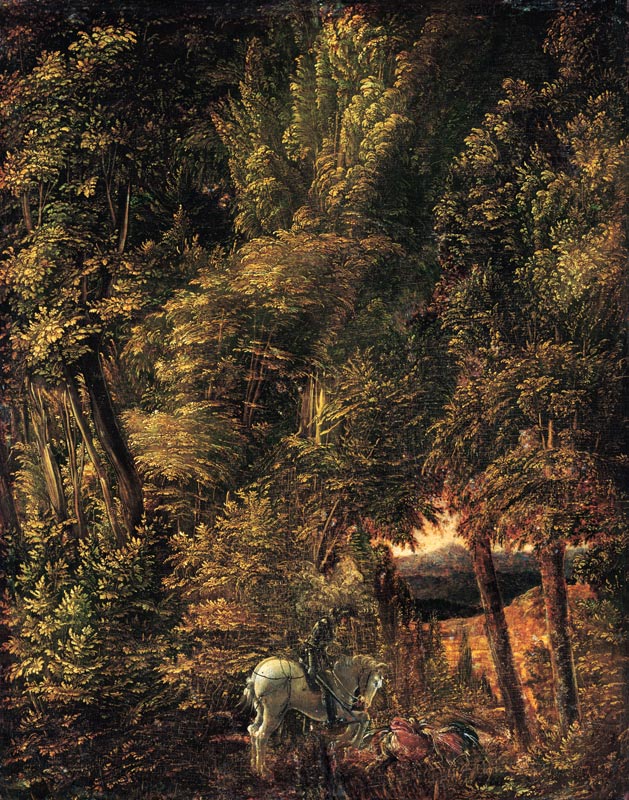 Paysage de forêt avec Saint Georges combattant le dragon à Albrecht Altdorfer