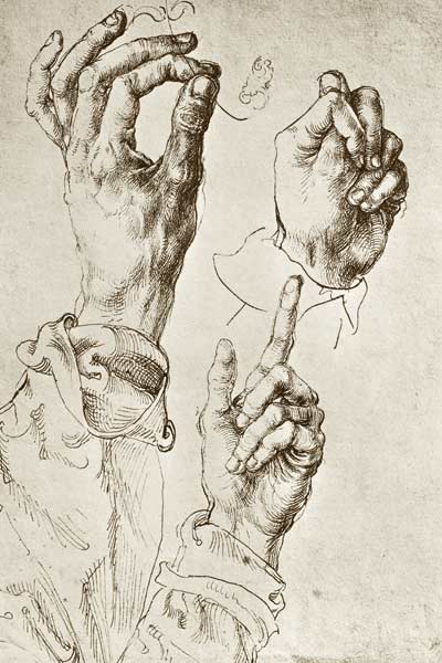 A.Dürer, Study of Three Hands / c.1490 à Albrecht Dürer