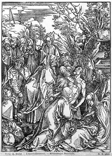 The entombment of Christ, from ''The Great Passion'' series, 1497-1500 à Albrecht Dürer