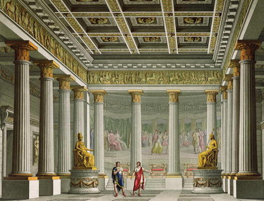 The Audience Hall in the Palace of Aegistheus, design for the ballet 'Orestes' at La Scala Theatre, à Alessandro Sanquirico