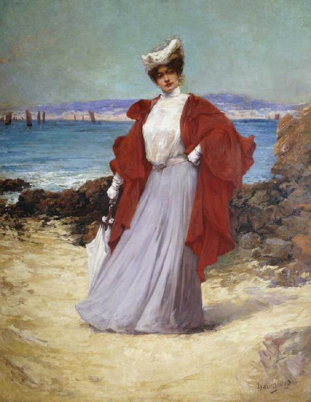 Eine Dame an der Küste. à Alexandre Charles Masson