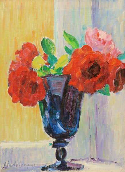 Großes Stilleben: Rosen in Blauer Vase à Alexej von Jawlensky