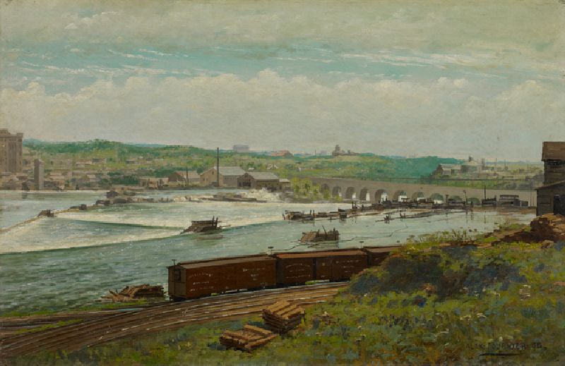 Mill Pond at Minneapolis, 1888 (oil on canvas) à Alexis Jean Fournier