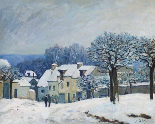 The Place du Chenil at Marly-le-Roi, Snow à Alfred Sisley
