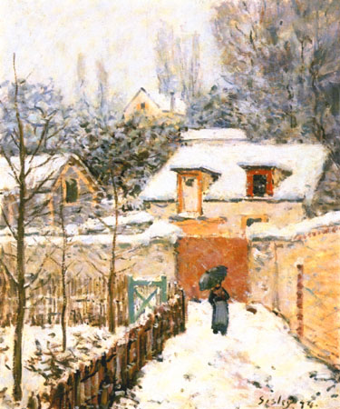 Jardin à Louveciennes dans la neige à Alfred Sisley