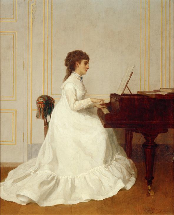 Eva Gonzalès at the piano à Alfred Stevens