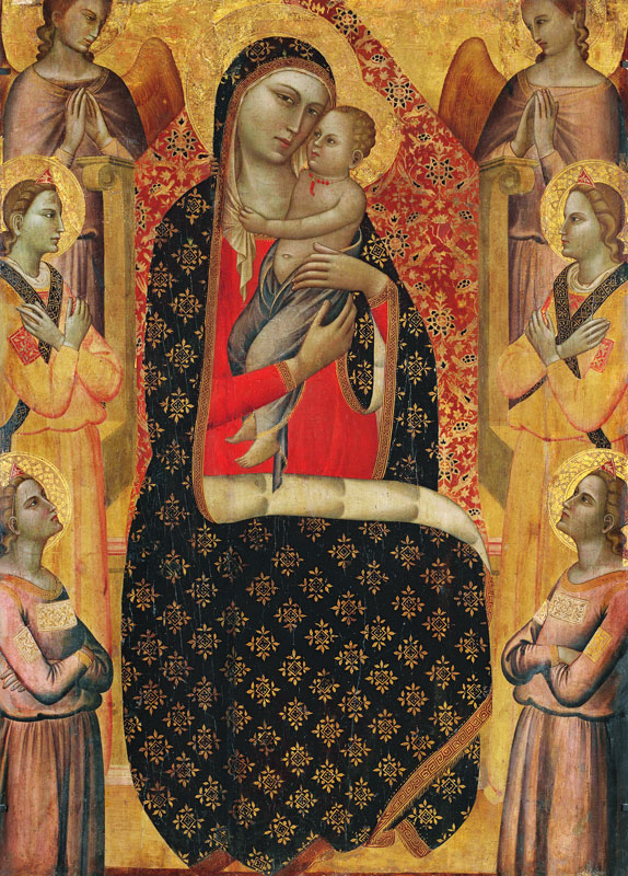 Madonna and child enthroned with six angels à Allegretto Nuzi