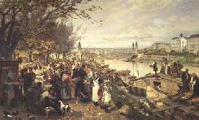 Fruit market in Schazel, near the Maria Theresa Bridge, Vienna