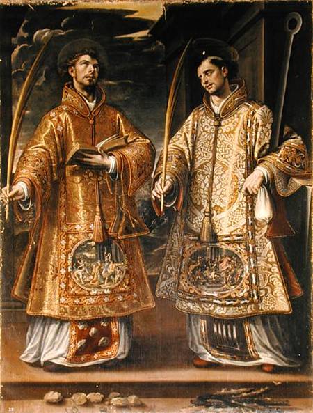 St. Lawrence and St. Stephen à Alonso Sánchez-Coello