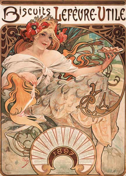 Biscuits Lefevre-Utile, 1896. (Plakat und Jahreskalender 1897).  à Alphonse Mucha