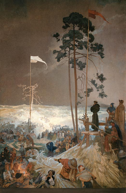 The Slavonic epic poem: The meeting at K - Alfons Mucha en reproduction  imprimée ou copie peinte à l\'huile sur toile